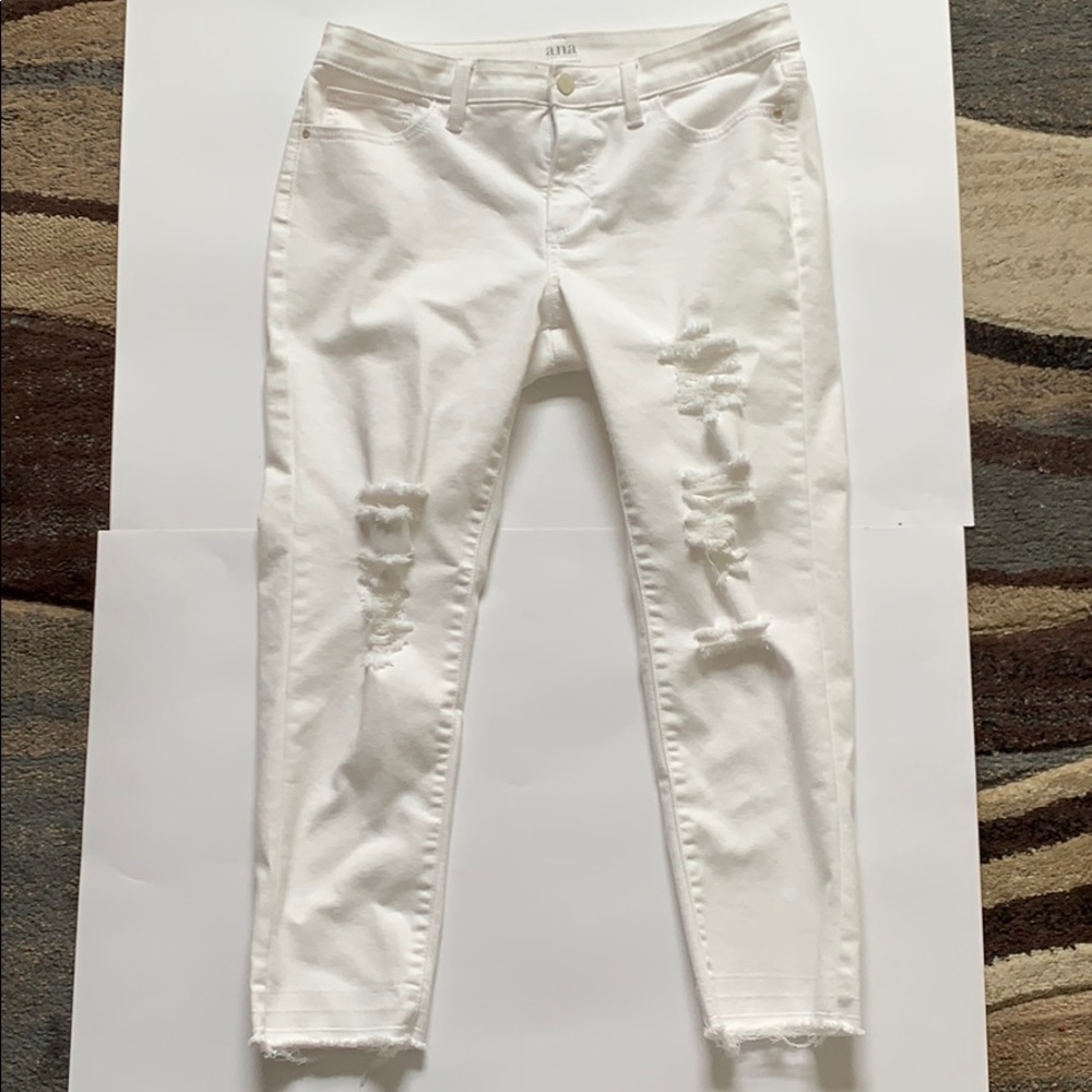 White, Distressed a.n.a. Ankle Jeans